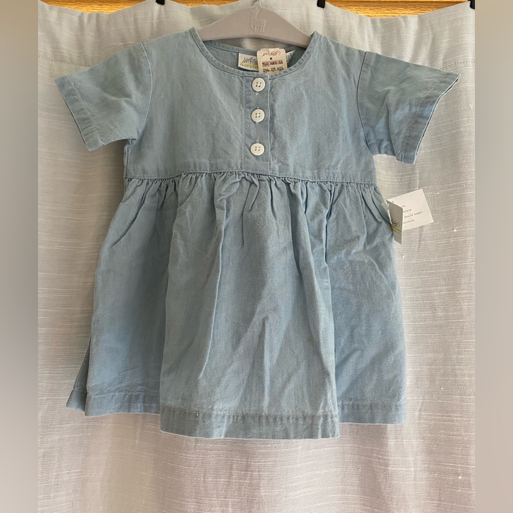 Vintage toddler dress Lord and Taylor small creations chambray blue 12 month